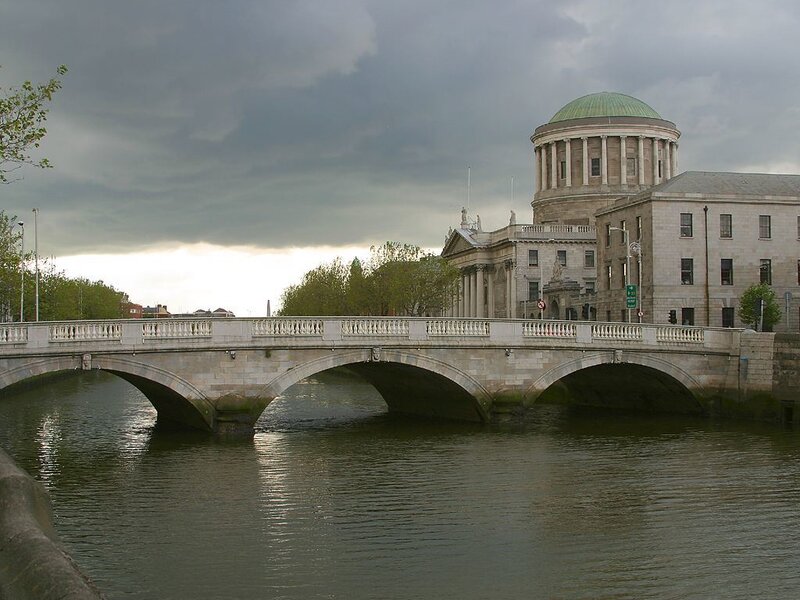 Stone Bridge over River — Gray, Overcast