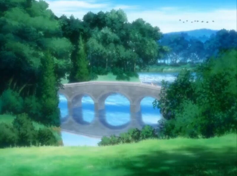 Stone Bridge over River — Green, Serene, Afternoon, Anime