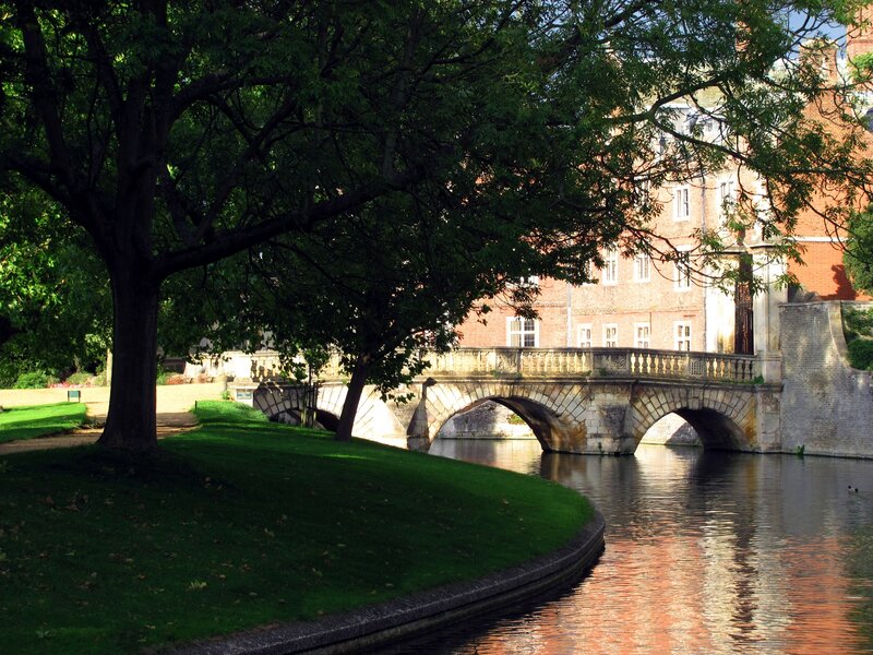 Stone Bridge over River — Green, Serene, Afternoon, Photograph, Tree