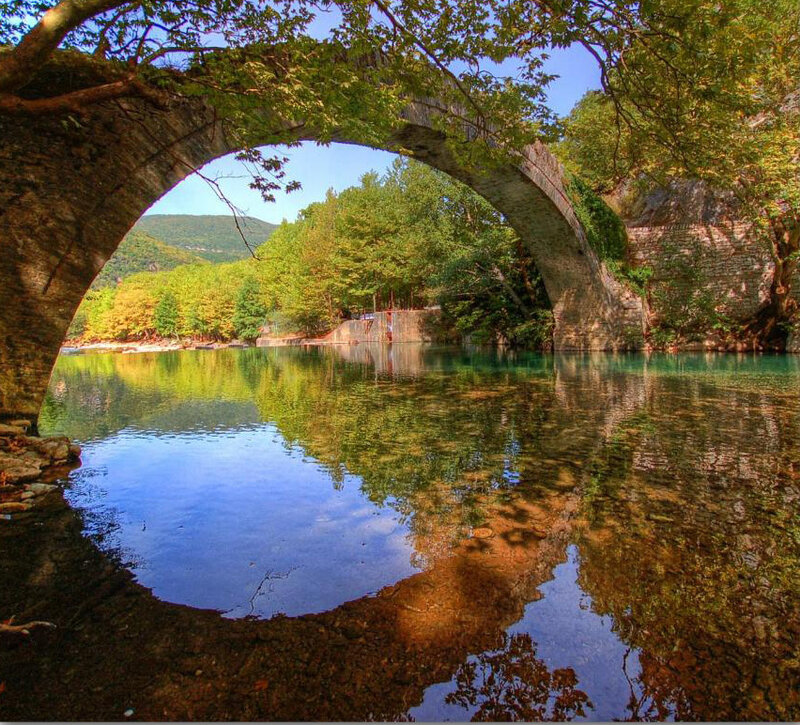 Stone Bridge over River — Green, Serene, Afternoon