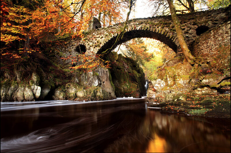 Stone Bridge over River — Orange