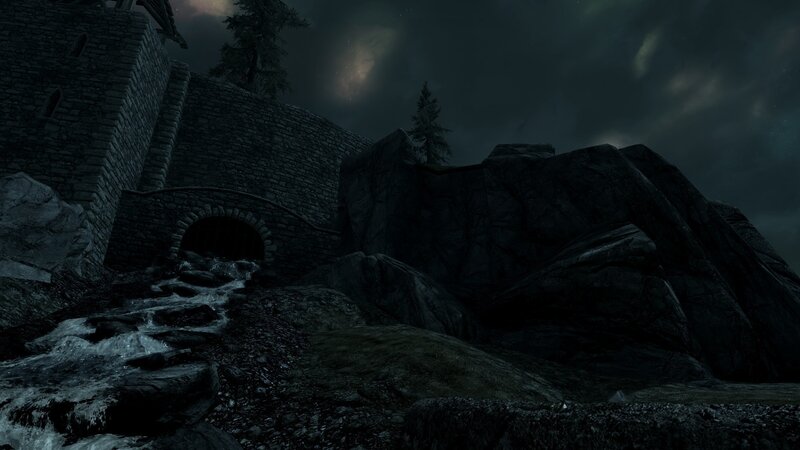 Stone Bridge over Stream — Black, Dark, Dramatic