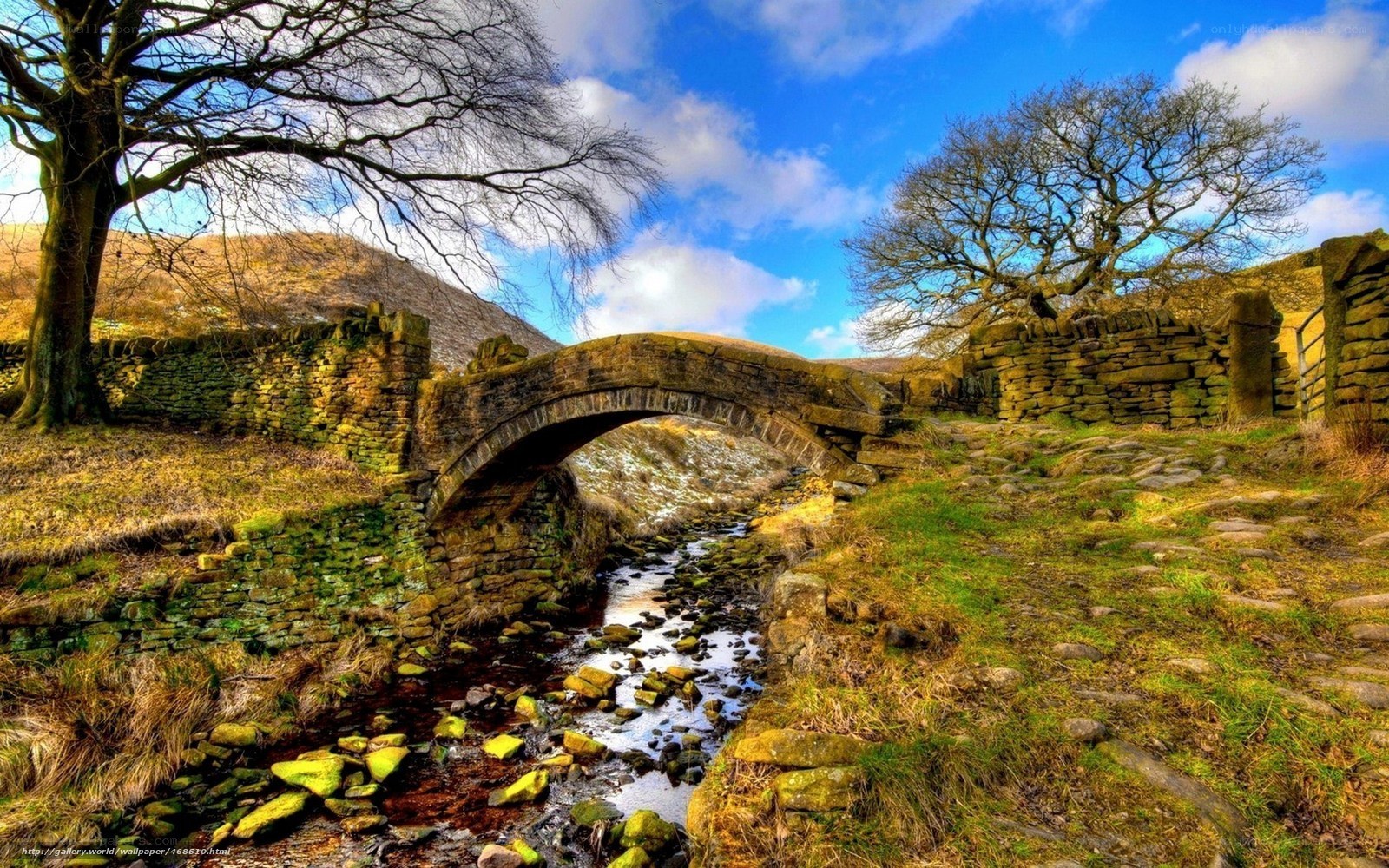 Stone bridge over stream in countryside