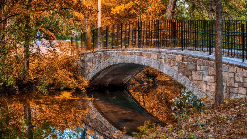 Stone Bridge over Stream — Orange