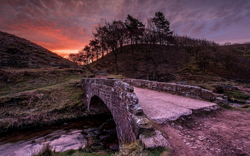 Stone Bridge over Stream — Purple