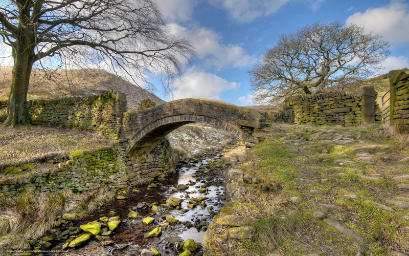 Stone bridge over stream