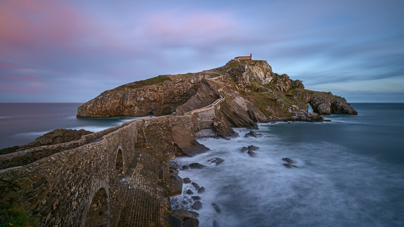 Stone Bridge to Island — Blue, Serene