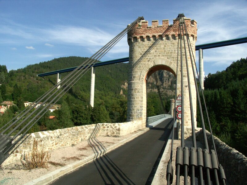 Stone bridge with castle-like tower