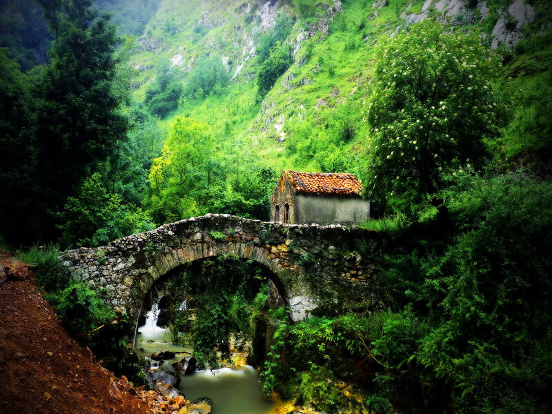 Stone Bridge with Chapel — Green