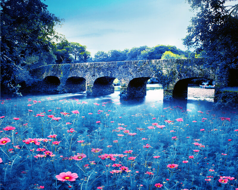 Stone Bridge with Flowers — Blue