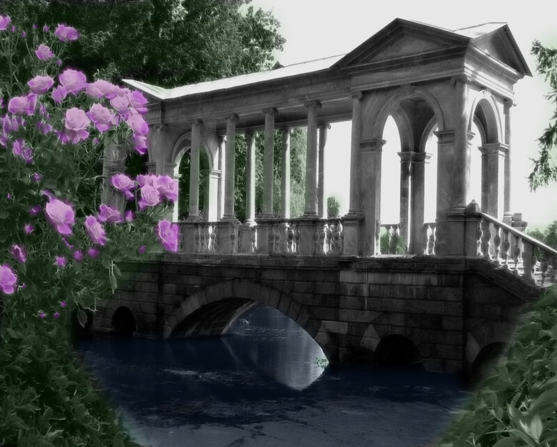 Stone Bridge with Flowers — Purple