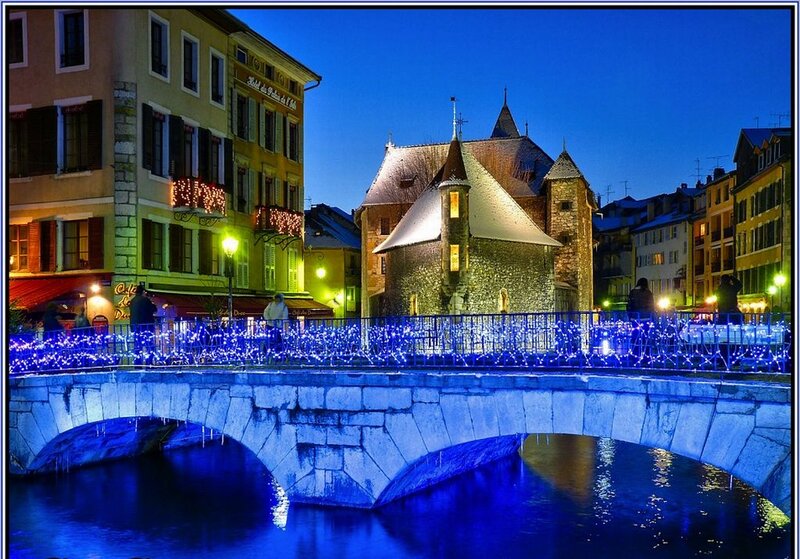 Stone Bridge with Lights