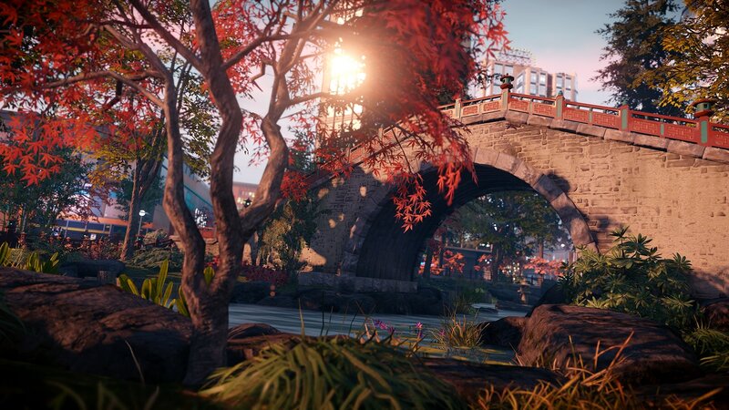 Stone Bridge with Red Leaves