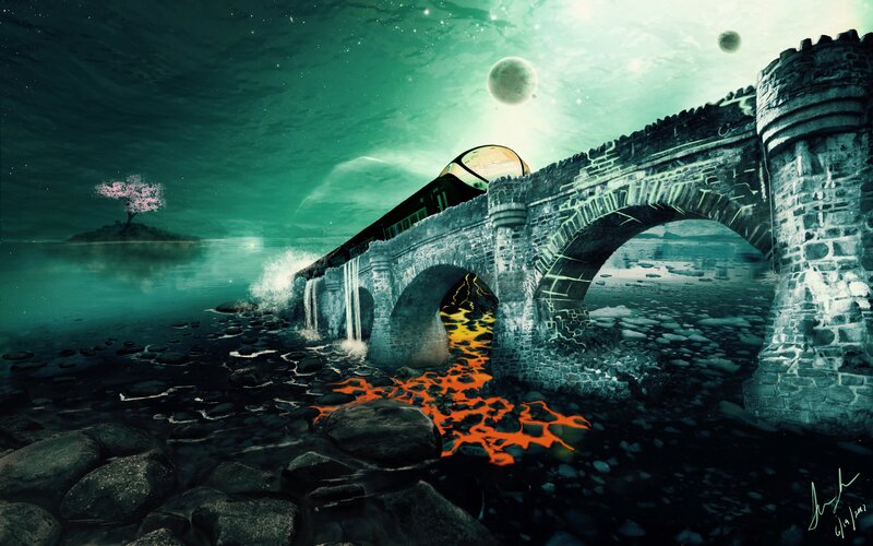 Stone Bridge with Train