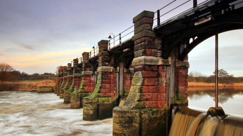 Stone Bridge with Waterfalls