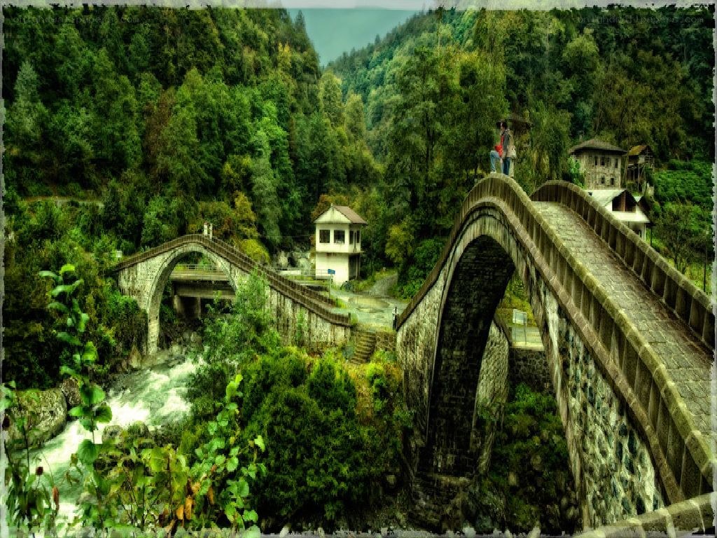 Stone bridges over a river