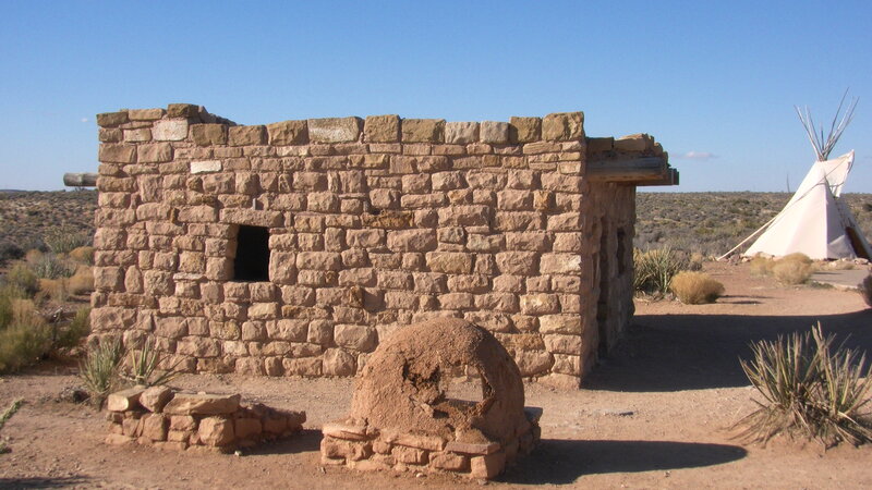 Stone Building and Teepee