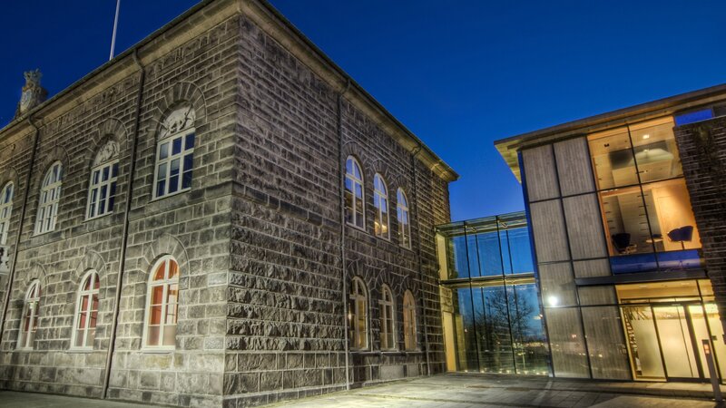 Stone Building at Dusk