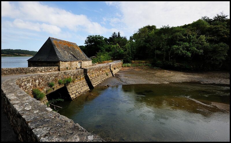 Stone Building by River — Green