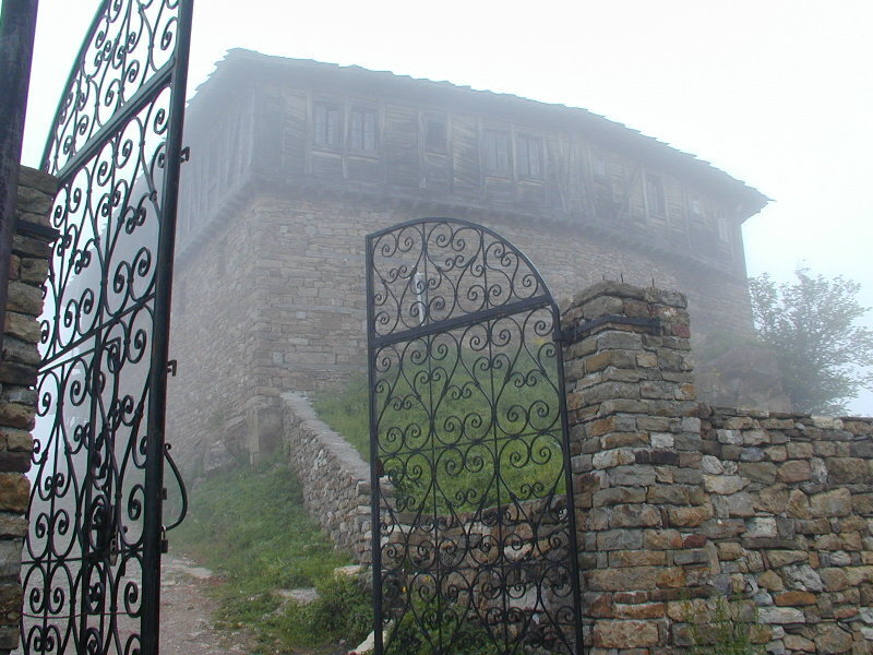 Stone Building in Fog — Gray