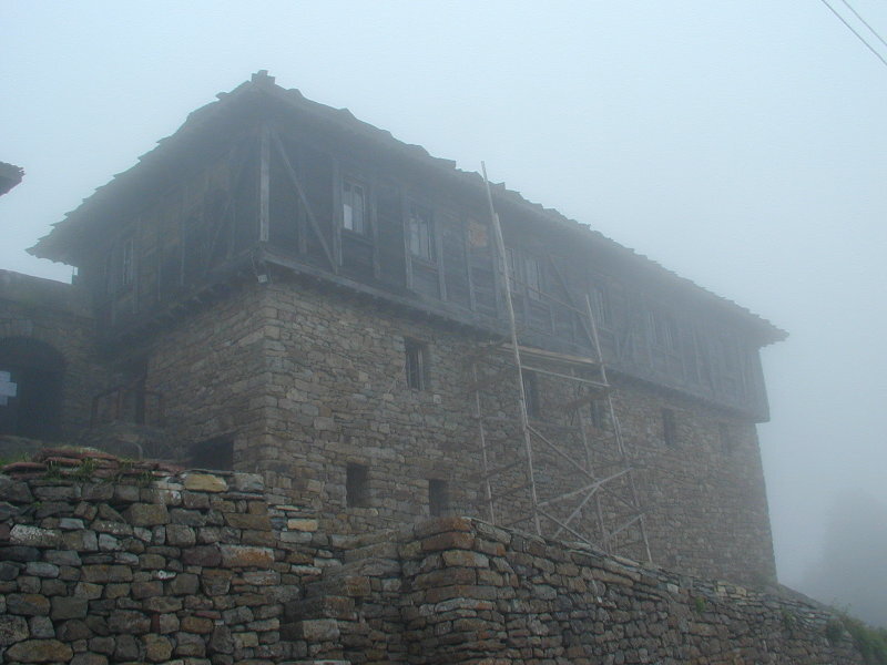 Stone Building in Fog
