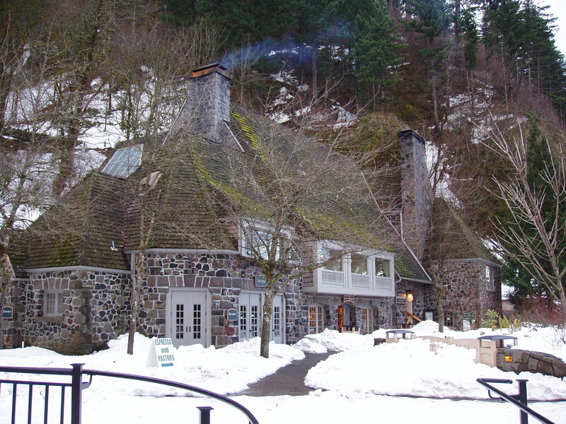 Stone Building in Snow