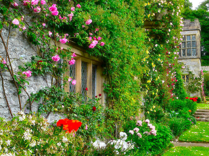 Stone Building with Roses