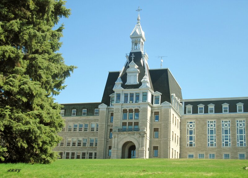 Stone Building with Tower — Green