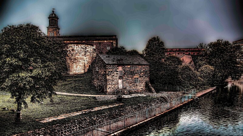 Stone Buildings by River