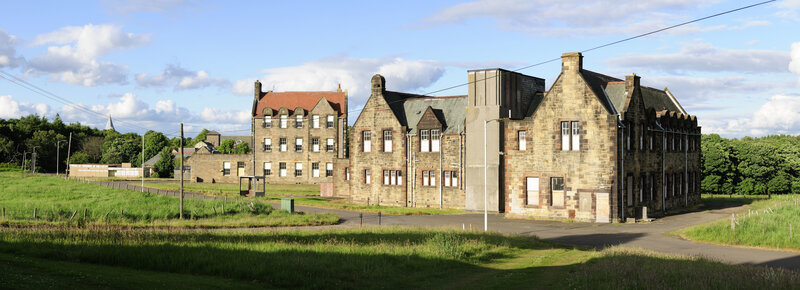 Stone buildings in a rural area
