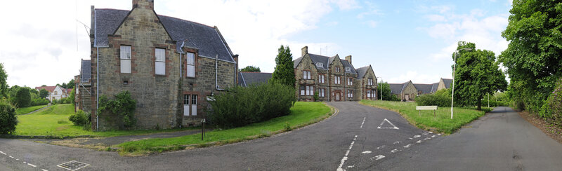 stone buildings on a rural road