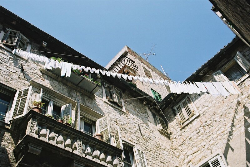 Stone Buildings with Laundry