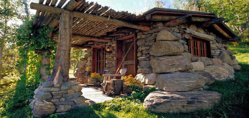 Stone Cabin in Forest