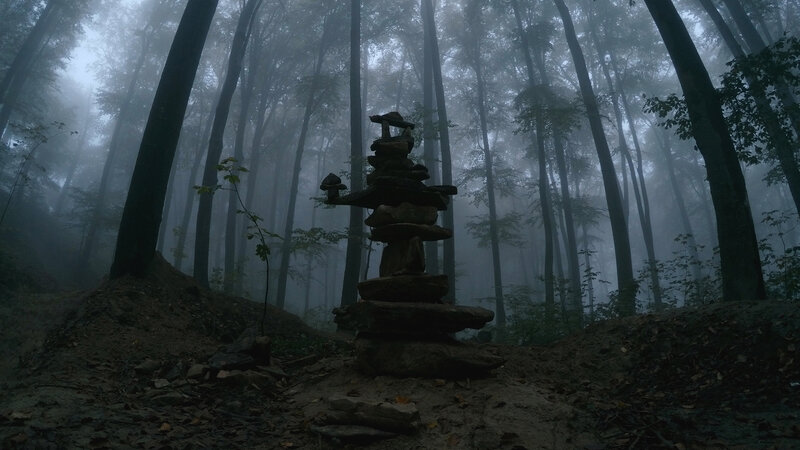 Stone Cairn in Forest — Gray
