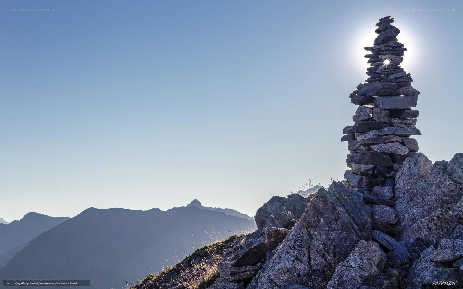Stone cairn on mountain peak