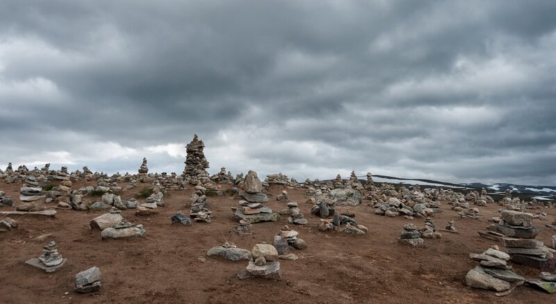 Stone Cairns on Hillside