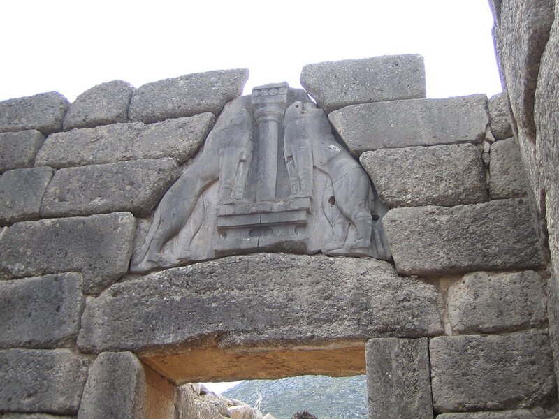 Stone carving above ancient doorway