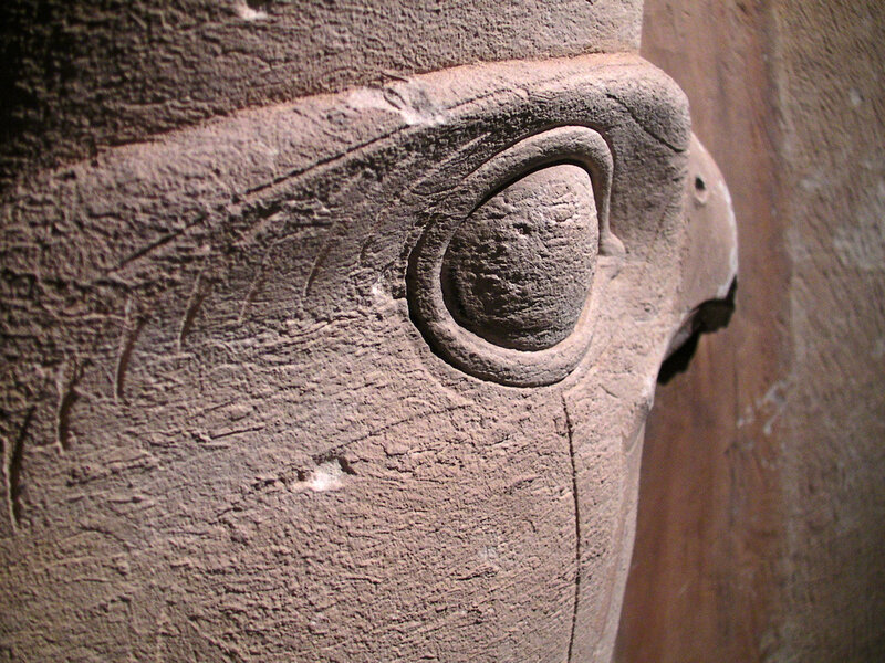 stone carving of an eye