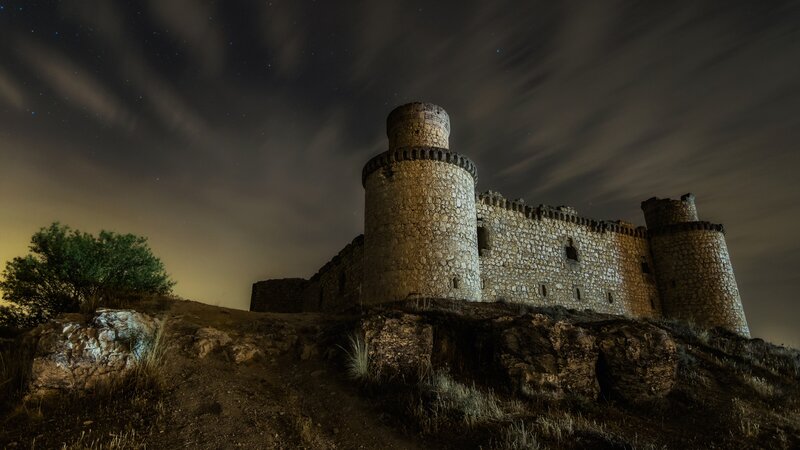 Stone Castle at Night — Brown