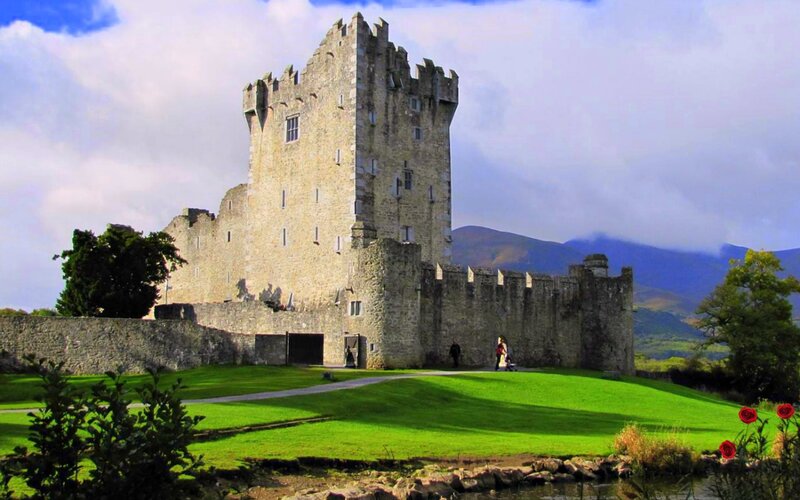 Stone Castle in Green Field