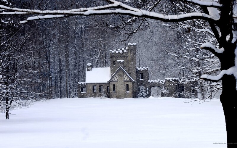 Stone Castle in Snow