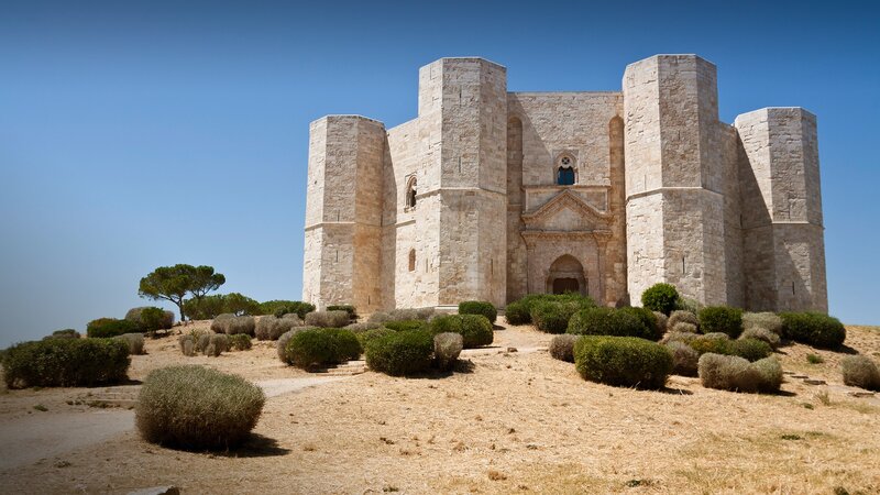Stone Castle on Hill — Blue, Serene