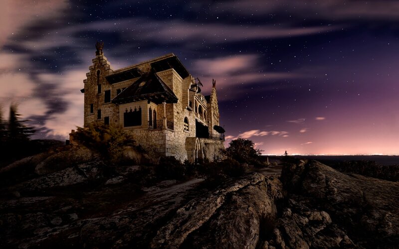 Stone Castle on Hill — Purple