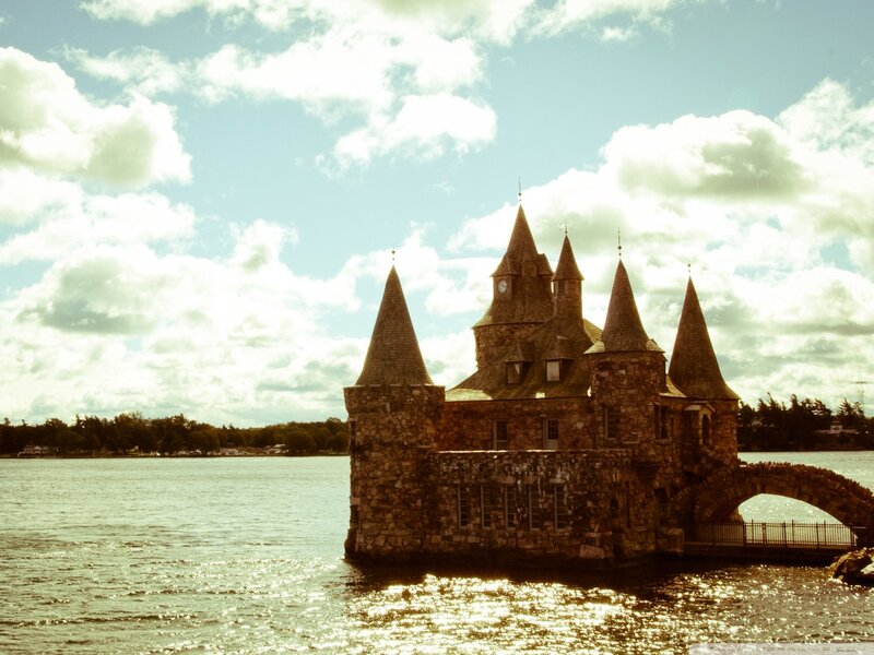 Stone Castle on Water — Blue