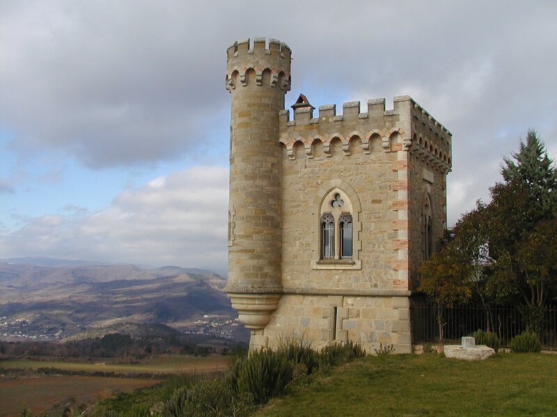Stone castle tower on a hill