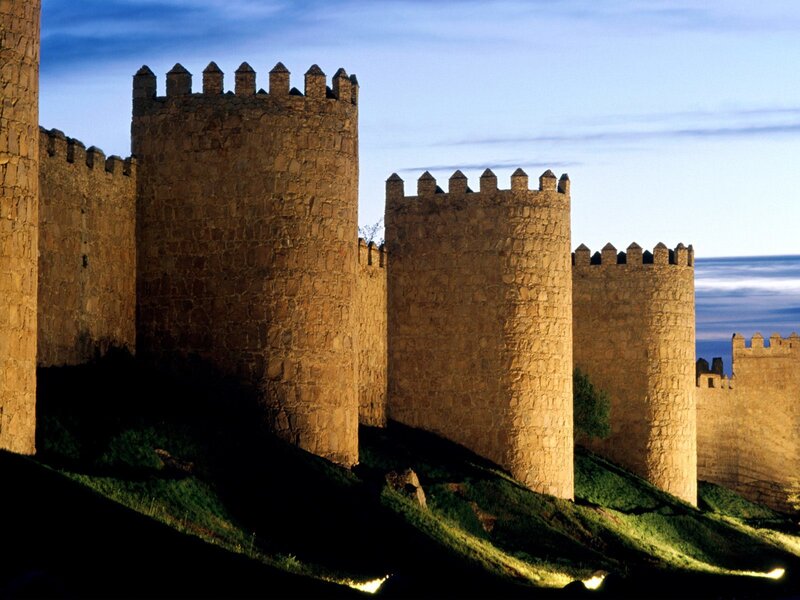 Stone Castle Walls — Brown, Dramatic, Sunset, Photograph
