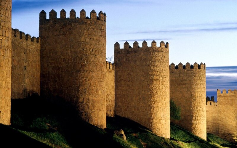 Stone Castle Walls — Brown, Dramatic, Sunset, Photograph, Towers