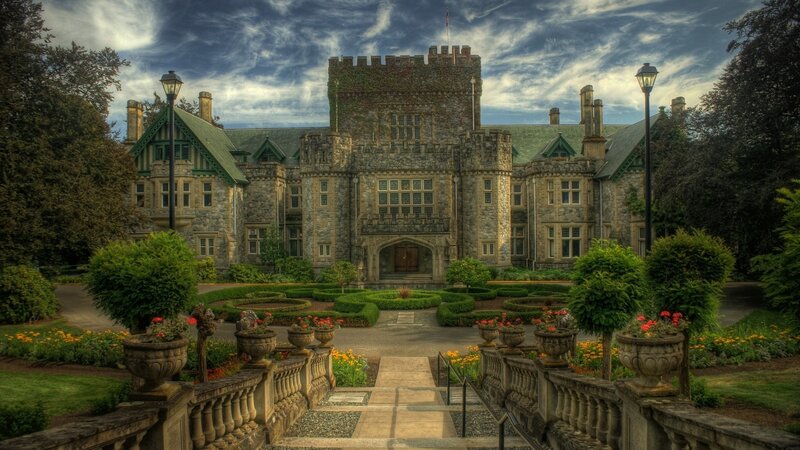Stone Castle with Gardens — Green, Dramatic