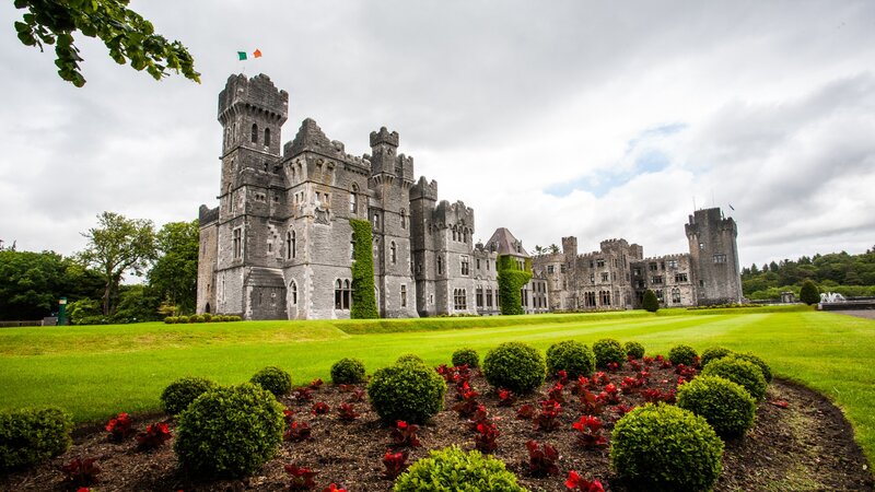 Stone Castle with Green Lawn