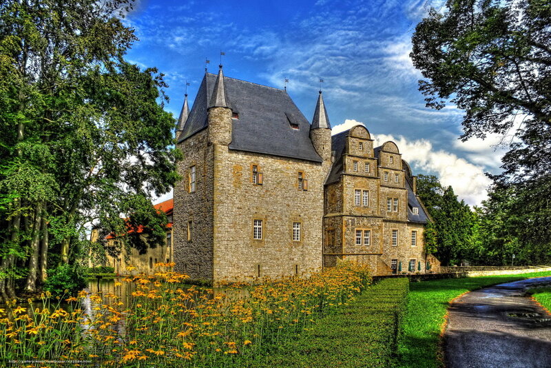 Stone Castle with Moat — Blue